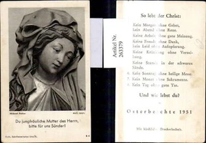 263379,Andachtsbild Heiligenbild Jungfrau Maria Osterbeichte 1951 Linz a. d. Don - Bild 1 von 1