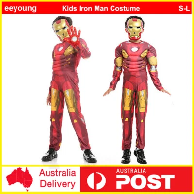 Kids Iron Man Cosplay Costume Jumpsuit Boys Superhero Avengers Book Week Outfits - Image 1 of 4