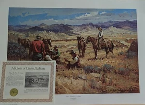 Robert Summers Cowboy When the Boss is Away 31x21 Sign Ltd Ed COA Print Poker - Picture 1 of 9