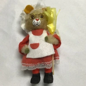Felt Cat Kitten Christmas Ornament w/ Eye Glasses Broom - Picture 1 of 3