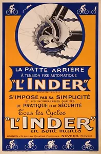 1930s Original French Bicycle Poster, La Patte Arrière à Tension Fixe (On Linen) - Picture 1 of 5