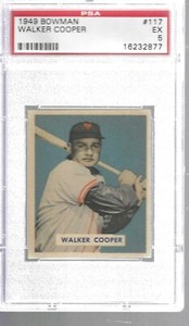 1949 Bowman #117 Walker Cooper PSA 5