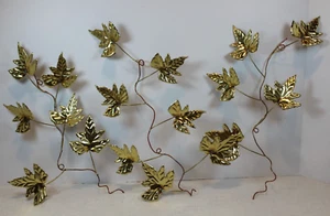 3er Set Vintage Messing Wandbehang Blätter Weinblätter Weinrebe Skulptur - Bild 1 von 6