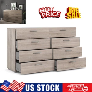 8 Drawer Double Dresser Chests of Drawers Bedroom Furniture Storage Cabinet New - Picture 1 of 13