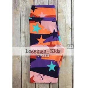 NWT LuLaRoe Kids Tween Leggings Stars Stripes Purple Orange Pink Soft LLR NEW - Picture 1 of 1