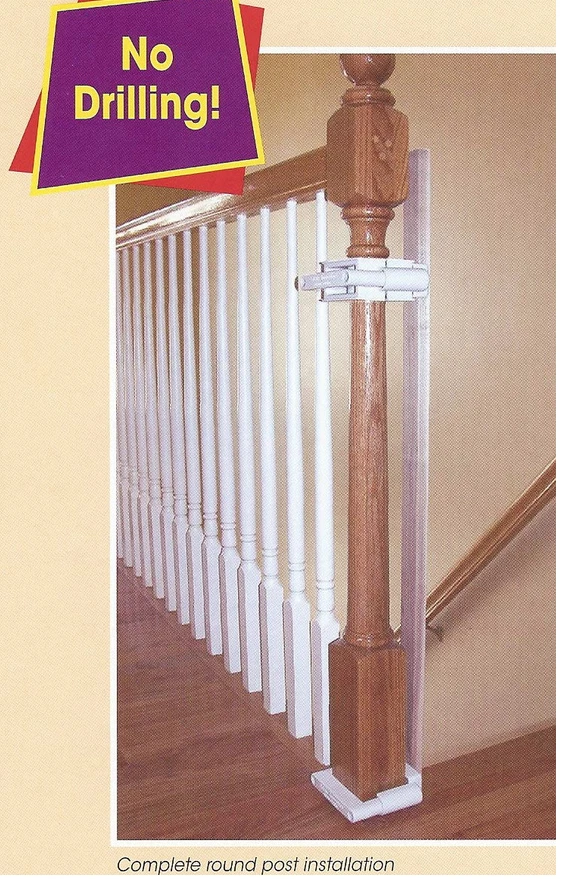 Kit de instalación de puerta de seguridad para niños escalera se adapta a postes redondos y cuadrados sin taladro Foto 1 de 4