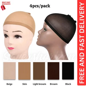 Pack of 4 Wig Cap Breathable Stretchable Stretch Stocking Wig Caps in 5 Colours - Picture 1 of 18