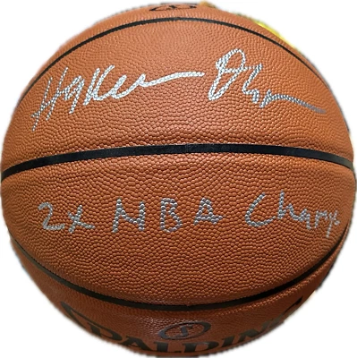 Hakeem Olajuwon Signed Autographed Basketball JSA Authenticated 2 NBA Champs - Image 1 of 3