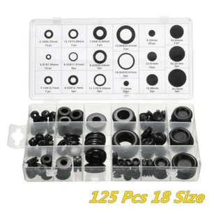 125 Pcs Rubber Grommet Assortment Firewall Hole Plug Set Electrical Wire Gasket - Picture 1 of 6