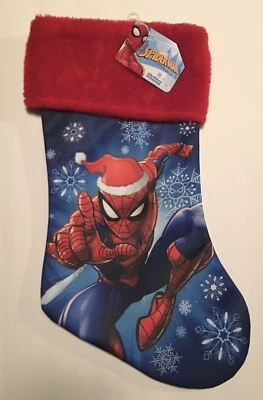 Nuevo Azul y Rojo Personaje Marvel Medias de Navidad Spider-Man con Sombrero de Santa Foto 1 de 4