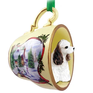 Cocker Spaniel Christmas Ornament Teacup Brwn/Wht - Picture 1 of 1