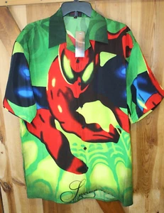 SpiderMan ~ Button Down Shirt ~ All Over Print ~ Marvel ~ Men's Medium - Picture 1 of 4