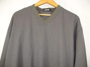 Ashworth Long Sleeve Gray Micro Check V Neck Golf Windbreaker Sweater Pullover L - Picture 1 of 7