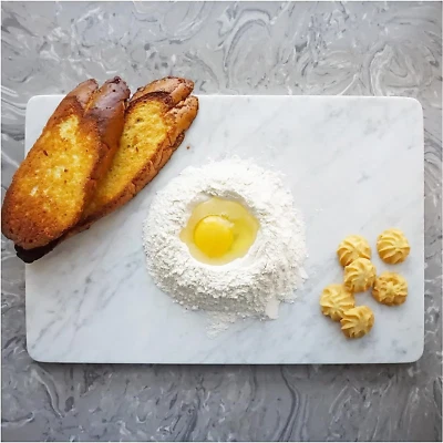 Tablero de Mármol Carrara Blanco 16"X10" con Pies de Goma Antideslizantes - Masa Pastelería y Foto 1 de 4