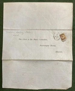 1872 NEWCASTLE 1/2d, placa, estación de tren de Meldon, formulario de tarifas del condado a Alnwick - Imagen 1 de 2