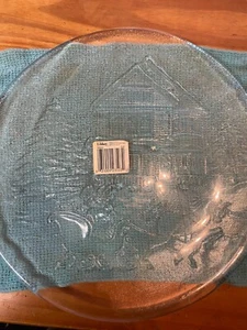 Vintage Libby Clear Glass Christmas Sleigh Ride Serving Platter Cookie Plate - Picture 1 of 1