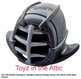 Lego 1x 98130pb01 Dark Bluish Gray Minifigure, Headgear Helmet Ninjago Kendo