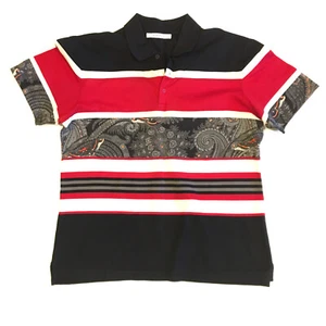 RARE Mens Givenchy Paris Striped Polo Black Red Paisley Size XXL 2X - Picture 1 of 6