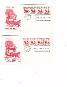 US #1900 U/A artmaster FDC  Sleigh 1880s  plate #1 & #2   with line pair UA (g13 - Picture 1 of 1