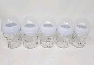 Philips AVENT 4oz Natural Glass Baby Bottle - Lot Of 5 Used No Nipples - Picture 1 of 3