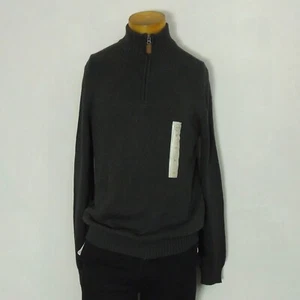 St John's Bay Men's Long Sleeves Pullover Sweater 1/4 Zip Dark Charcoal Size S - Picture 1 of 8