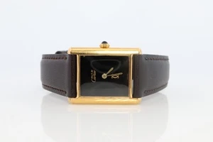 Reloj Must de Cartier Mystery Tank Vintage. Tanque manual esfera negra ARGENT. - Imagen 1 de 8