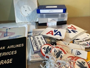 American Airlines Memorabilia Konvolut VHS LP Aufkleber Patches Ephemera - Bild 1 von 24