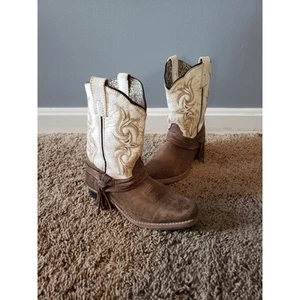Dan Post Lil Myra Leder Used Western Cowgirl kleine Mädchen Stiefel braun 3 - Bild 1 von 9