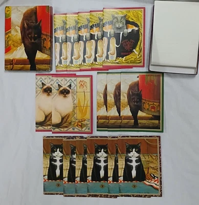 Box Of 16 Caspari "Gallery Of Cats" Assorted Blank Note Cards Paul Stagg/11 Env - Image 1 of 4