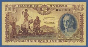 ANGOLA -- 5 ANGOLARES ( 1.1.1947 ) -- FINE+ -- PICK 77 . - Imagen 1 de 2