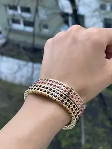 Purple prom bracelet Amethyst gold jewelry Handmade present for herTeenage Grad - Picture 1 of 12