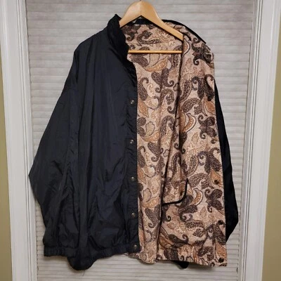 Chaqueta reversible vintage Y2K para mujer XL negra marrón cachemira de gran tamaño Lagenlook Foto 1 de 4