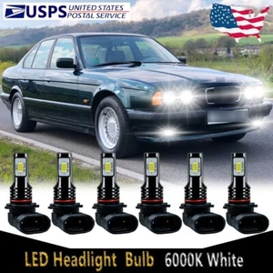 For BMW 525i 1991 1992 1993 1994 6X LED Headlight Bulbs Hi Lo Beam Fog Light HKB - Bild 1 von 5