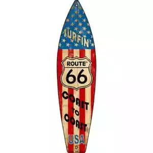 Route 66 Surfing USA 2"x8" Surfbrett Magnet Kühlschrank Kühlschrank Haus Küche - Bild 1 von 1