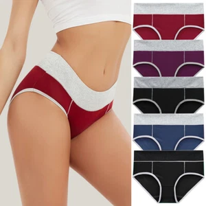 5 Pcs Womens Underwear High Waist Panties Ladies Soft Breathable Stretchy Briefs - Picture 1 of 43