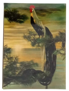 Hahn bei Sonnenaufgang linsenförmige Postkarte 3D Japan Vogel Landschaft - Bild 1 von 2