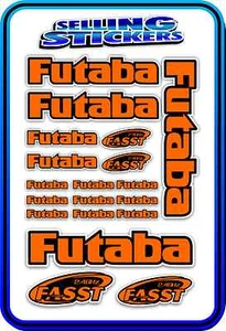 FUTABA SERVO RADIO RX TX 2.4G FLIGHT REMOTE CONTROL STICKERS FASST ORANGE BLACK - Picture 1 of 4