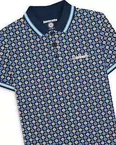 Lambretta Mens Polo Shirt Geo AOP Polo Lambretta Polo Shirt Mod/Ska/Retro M-4XL - Picture 1 of 8