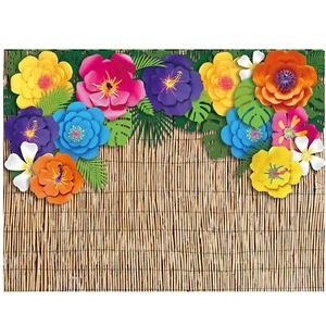 7x5ft Hawaiian Beach Luau Backdrop Tropical Hibiscus Party Photo Prop - Picture 1 of 6