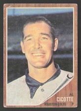 Al Cicotte 1962 Topps #126 Houston Colt .45s VG CR b