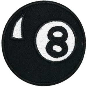 Black Eight 8 Ball Billard Pool Kreis bestickt Applikation Aufnäher - Bügelbild - Bild 1 von 3