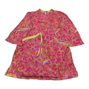 Natori Womens Medium Pajama Set Tunic Top Capri Pants Pink Paisley Lounge Sleep - Picture 1 of 15