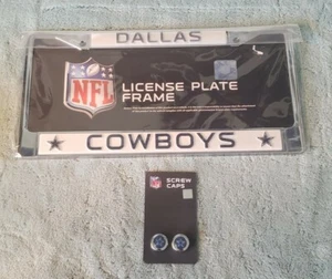 Dallas Cowboys Chrome plate frame silver/white with screw caps - Picture 1 of 3