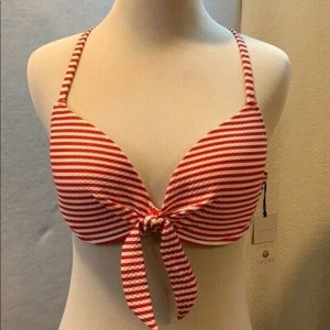 Red/White Striped Bikini Top 34B - Picture 1 of 7
