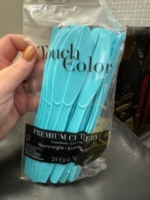 Bermuda Blue Heavy Duty Plastic Knives 24 Pack Tableware Decorations Supplies - Image 1 of 2