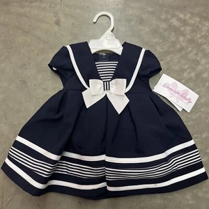 Abito Blueberi Boulevard Neonato 3/6 Mesi Blu Navy Nautica Manica Corta NUOVO - Foto 1 di 3