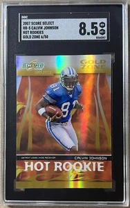 CALVIN JOHNSON 2007 Score Select Gold Zone /50 Hot Rookie SGC 8.5 HOF Refractor - Picture 1 of 2