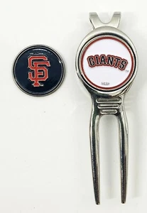 MLB Golf Divot Repair Tool Silver BeltClip + Ballmark San Francisco Giants NEW - Picture 1 of 2