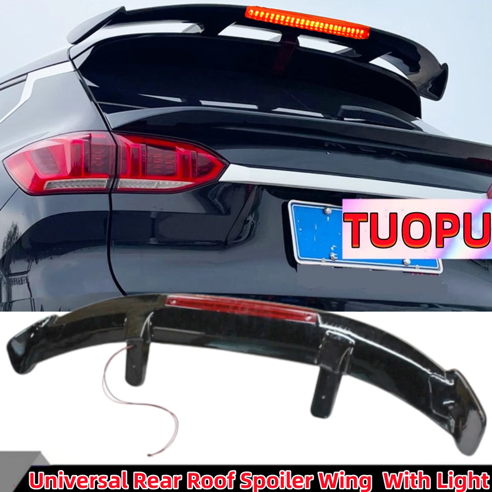 UNIVERSAL ABS GLOSS REAR TAILGATE ROOF SPOILER WING W/LIGHT FIT FOR MERCEDES KIA Foto 1 de 4
