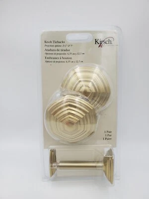 1 Par de Corbatas de Perilla Kirsch Latón Color Dorado Diseño Hexágono Nuevo Foto 1 de 4